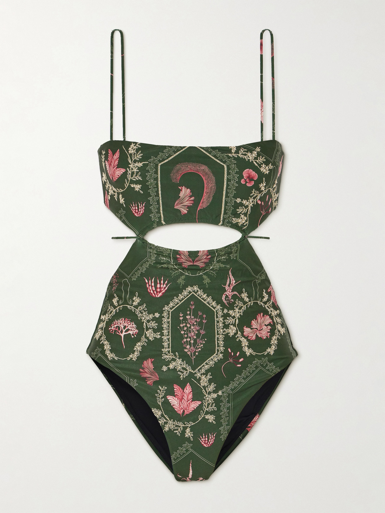 Agua by Agua Bendita + Net Sustain Victoriana Cutout Embellished Stretch-recycled Swimsuit - Green
