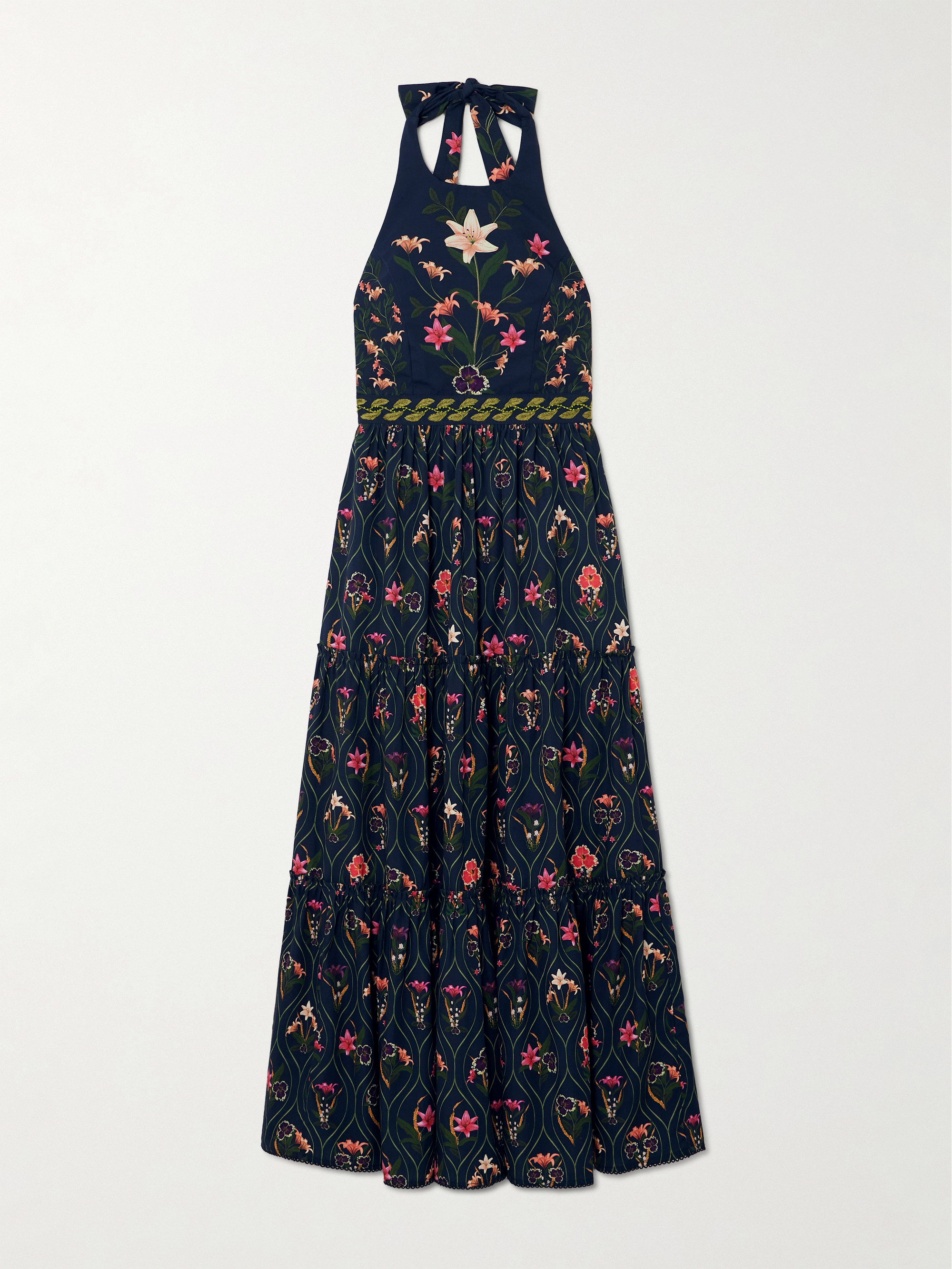 Agua by Agua Bendita + NET SUSTAIN Consuelo Pacifico embroidered floral-print cotton halterneck dress