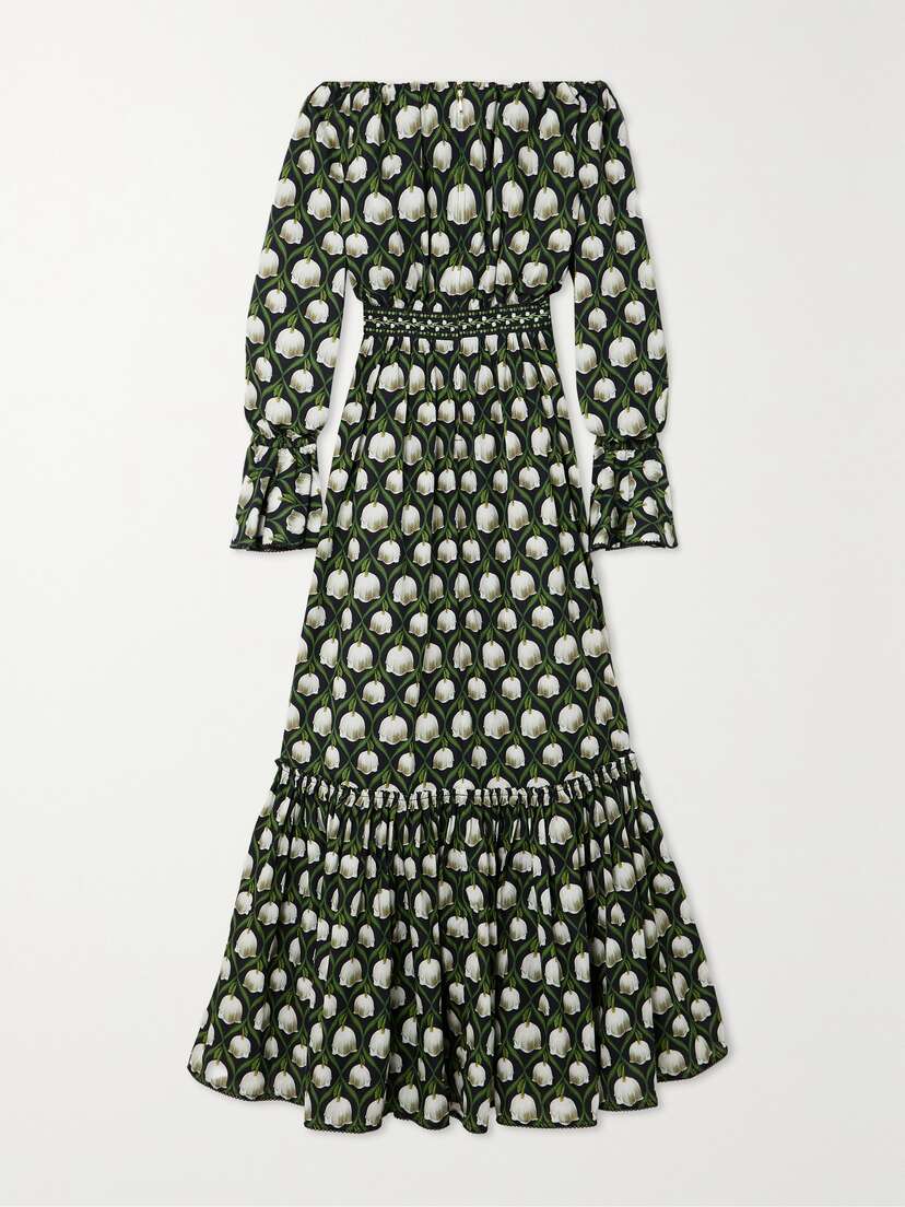 Agua by Agua Bendita + Net Sustain Almendra Off-the-shoulder Floral-print Cotton Maxi Dress - x large