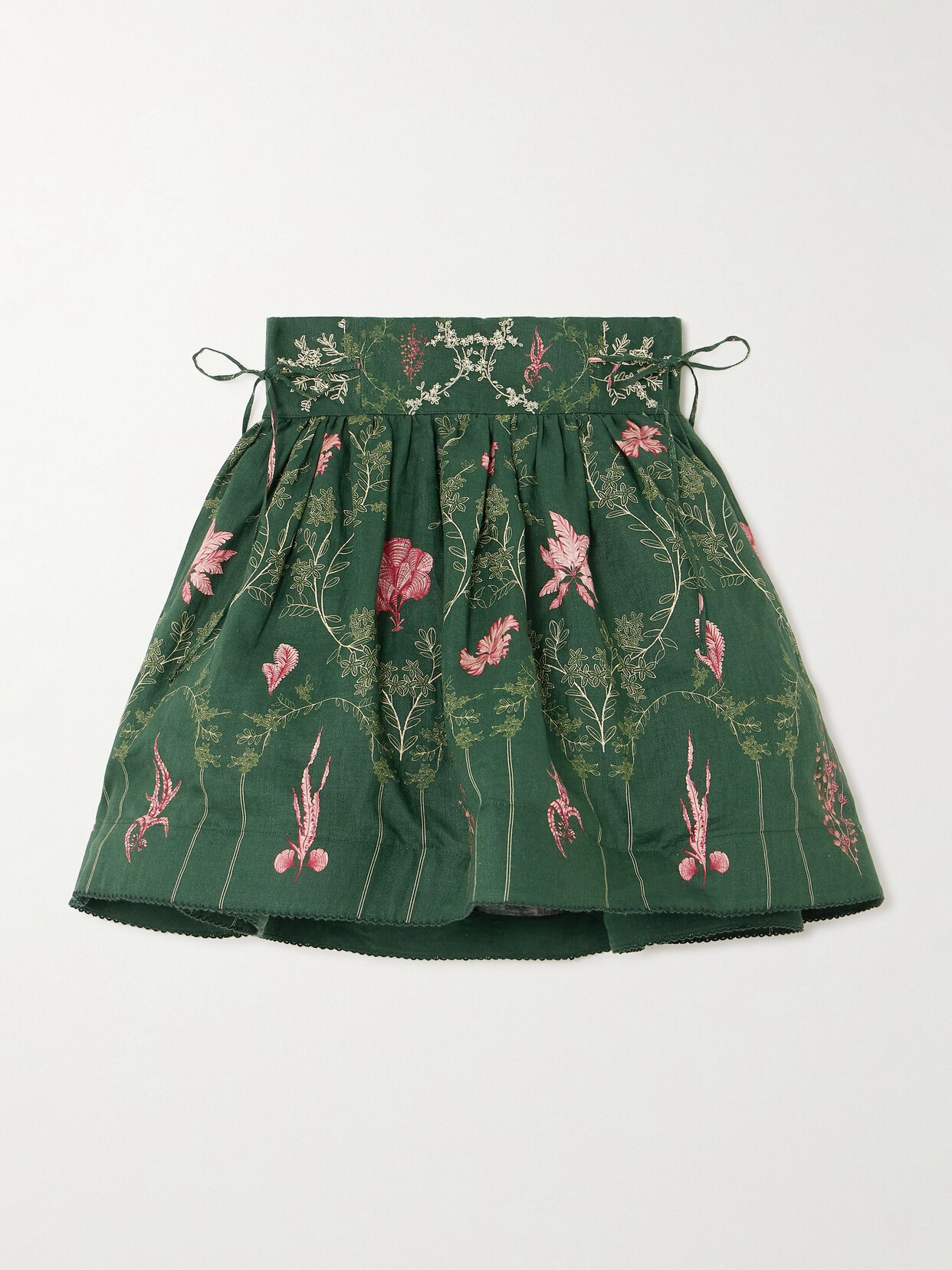 Agua by Agua Bendita - + Net Sustain Nori Pleated Floral-print Linen Mini Skirt - Green