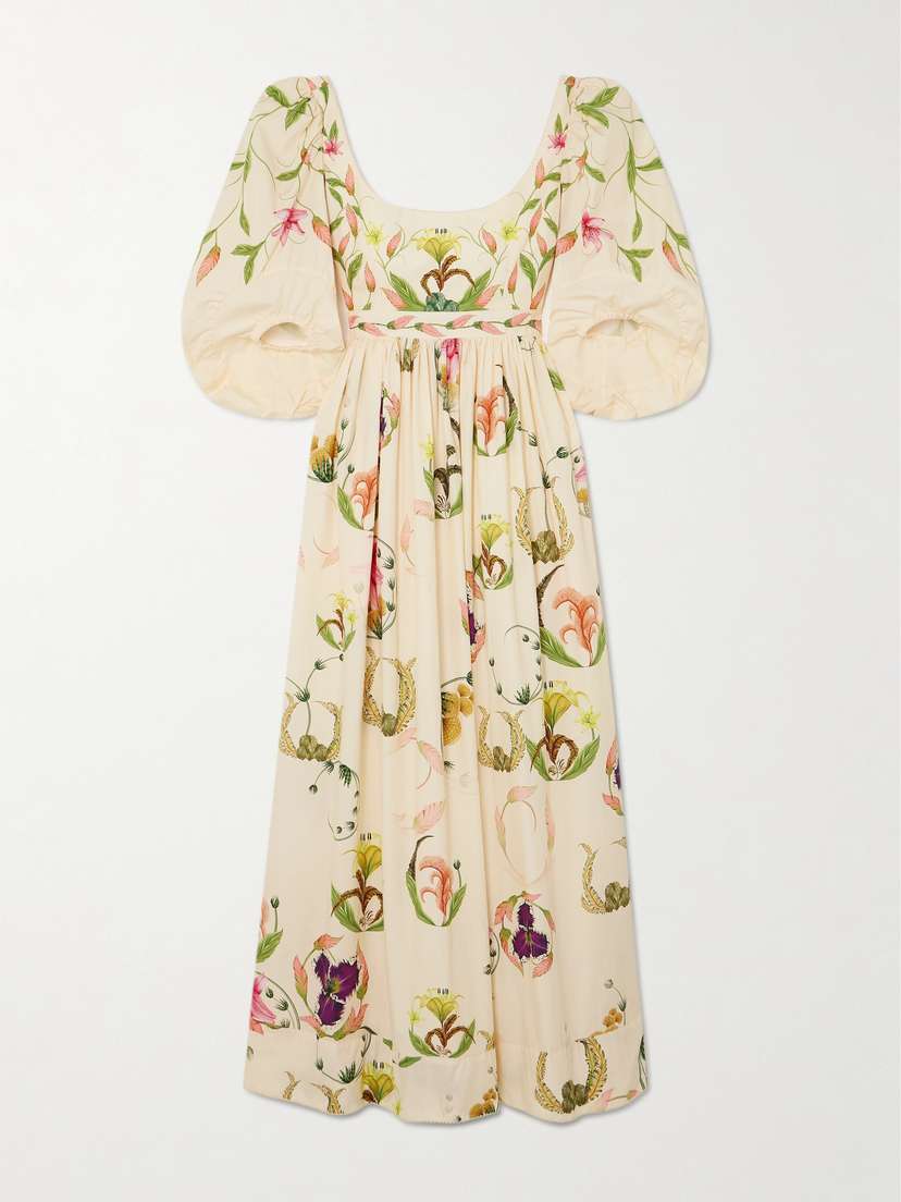 Agua by Agua Bendita + Net Sustain Vivianne Marina Embroidered Floral-print Cotton-poplin Maxi Dress - x large