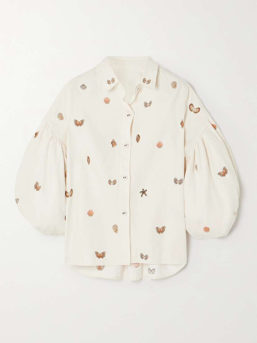Agua by Agua Bendita + Net Sustain Agar Caracola Embroidered Linen Shirt - x large