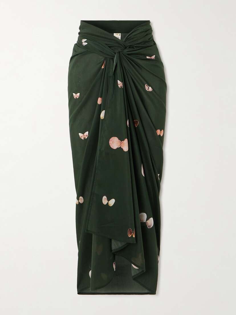 Agua by Agua Bendita + Net Sustain Lavanda Caracola Printed Cotton And Silk-blend Pareo