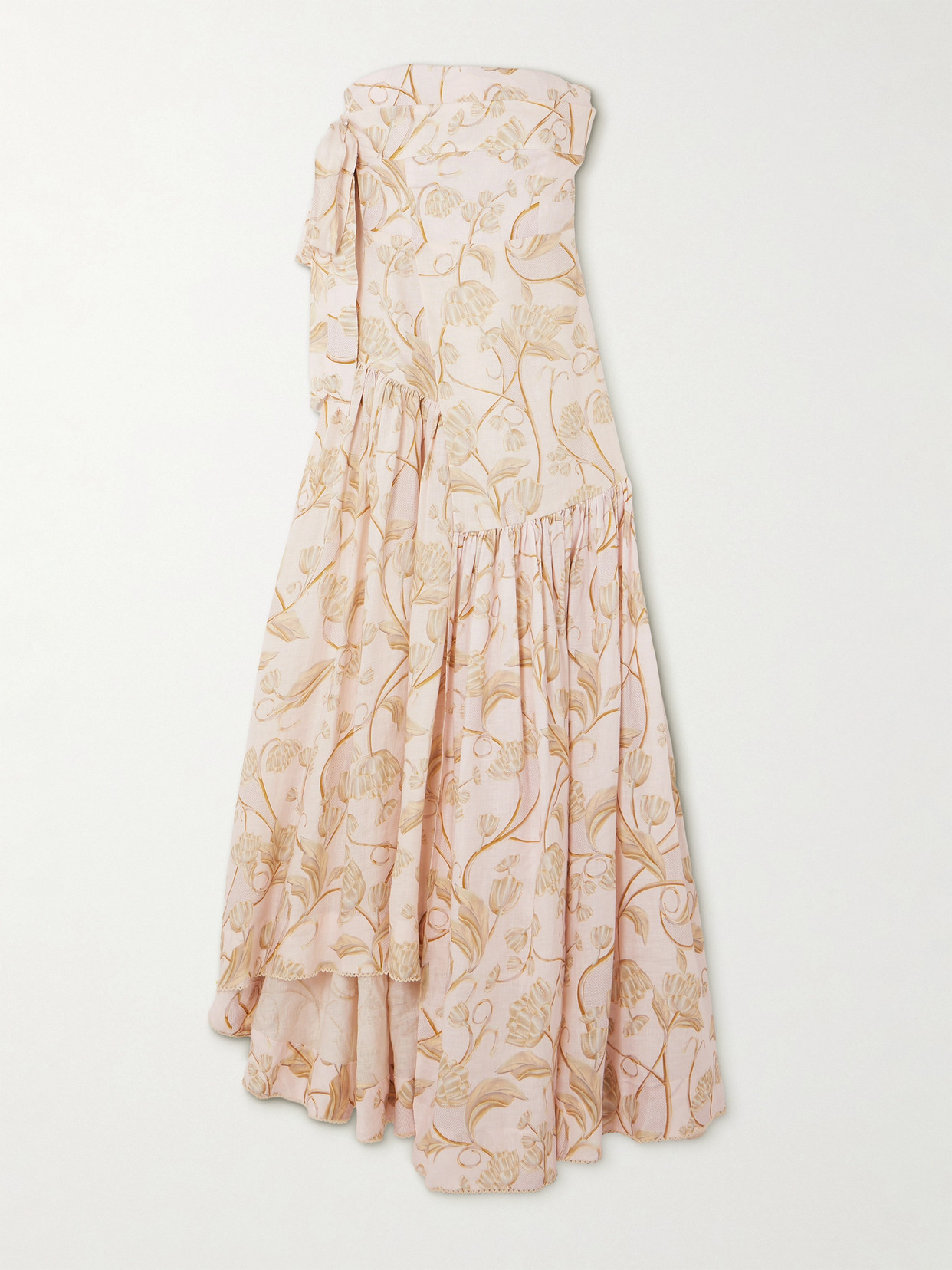 Agua by Agua Bendita - + Net Sustain Palmarie Strapless Asymmetric Floral-print Linen Maxi Dress - Cream