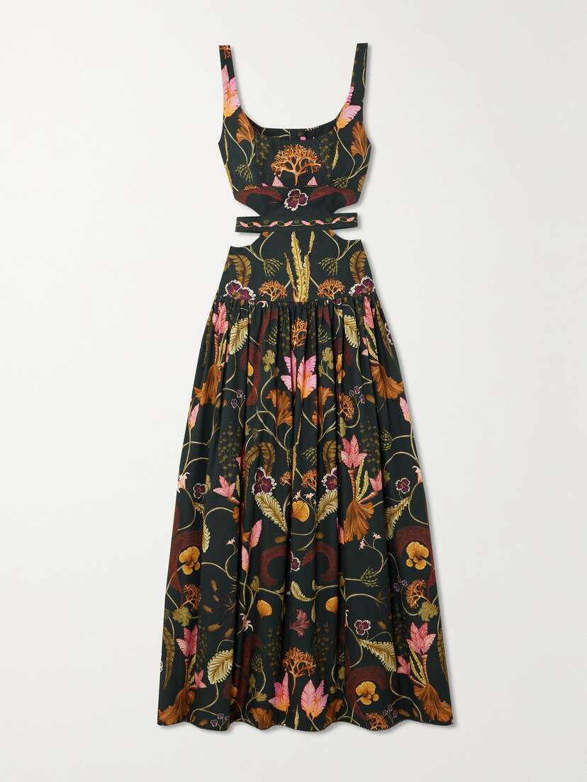 Agua by Agua Bendita + Net Sustain Totumo Cut-out Gathered Printed Cotton Maxi Dress