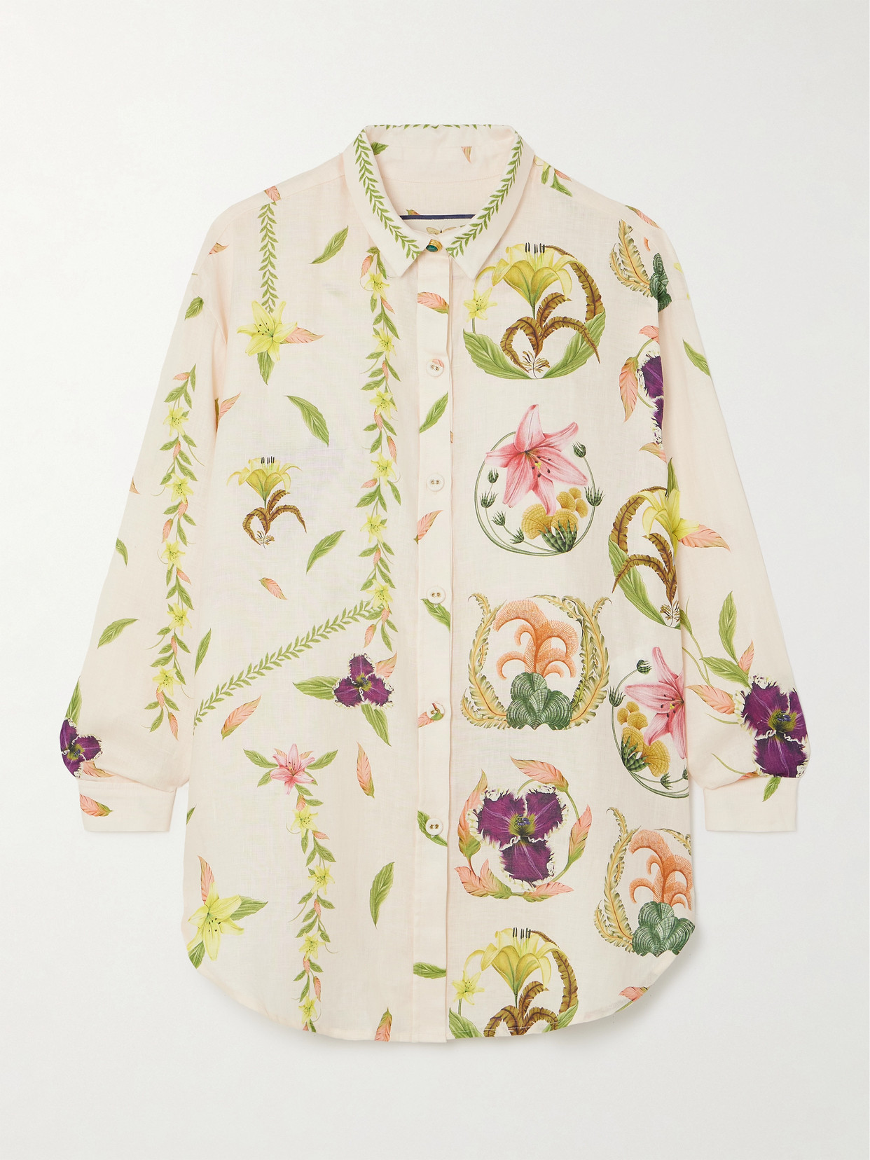 Agua by Agua Bendita - + Net Sustain Cecilia Marina Oversized Floral-print Linen Shirt - White