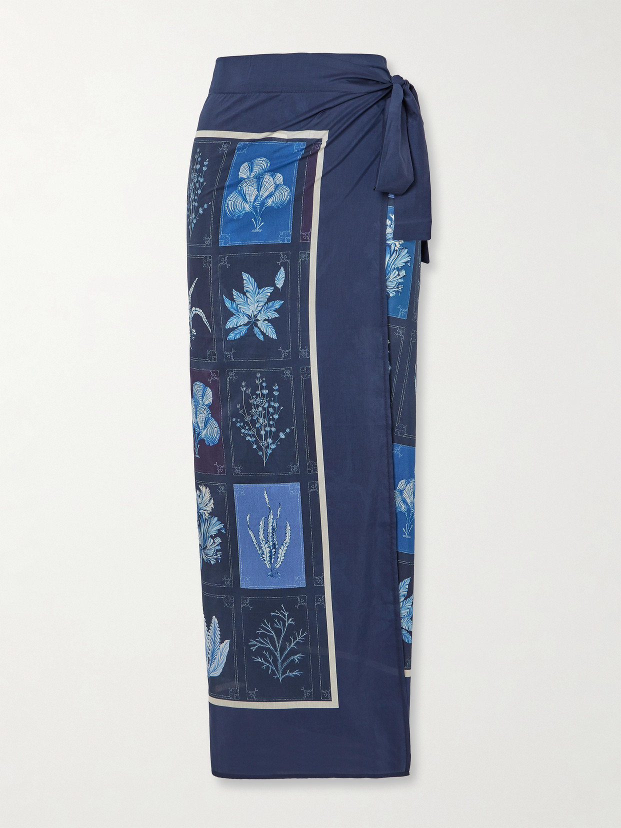 Agua By Agua Bendita + Net Sustain Lavanda Algae Floral-print Cotton And Silk-blend Pareo In Blue