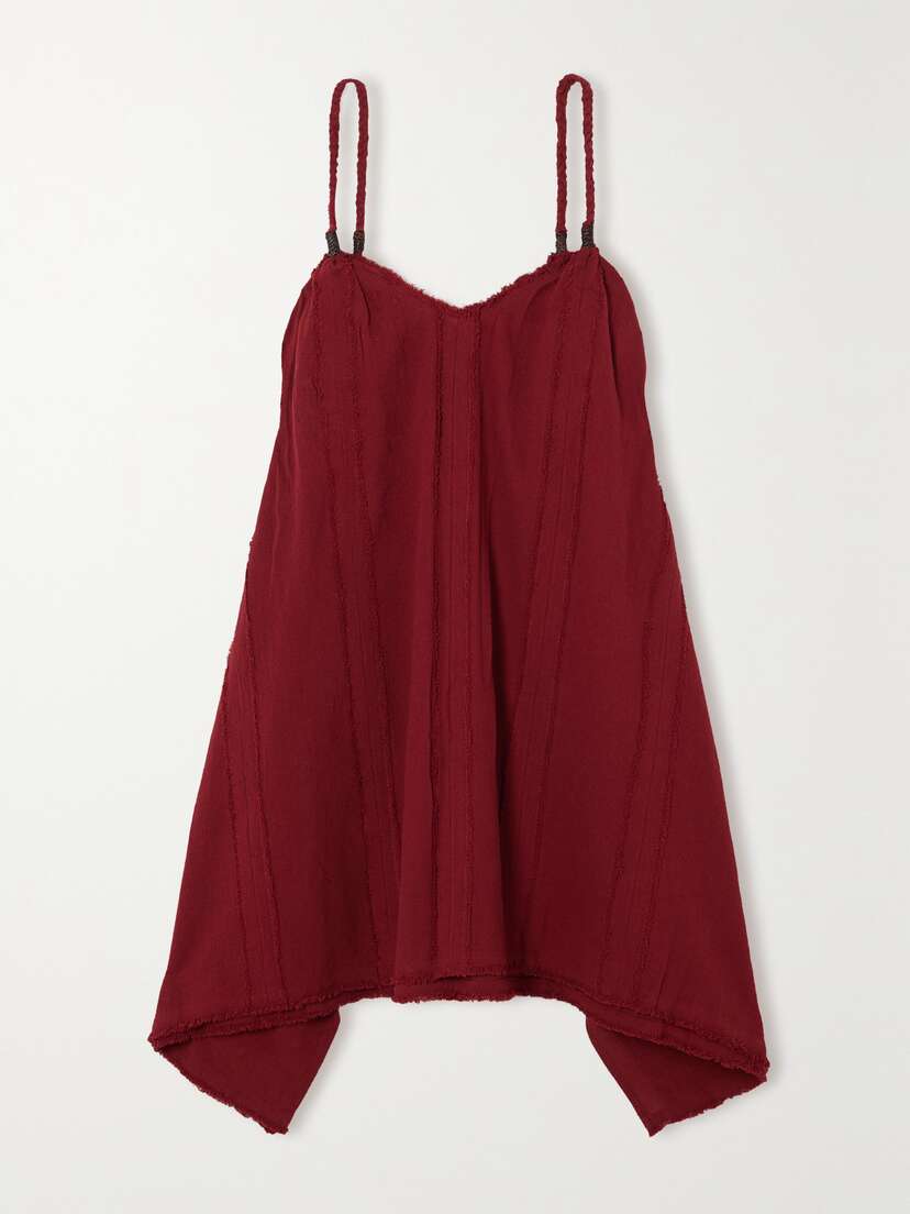 Caravana + Net Sustain Chi Frayed Cotton-gauze Mini Dress