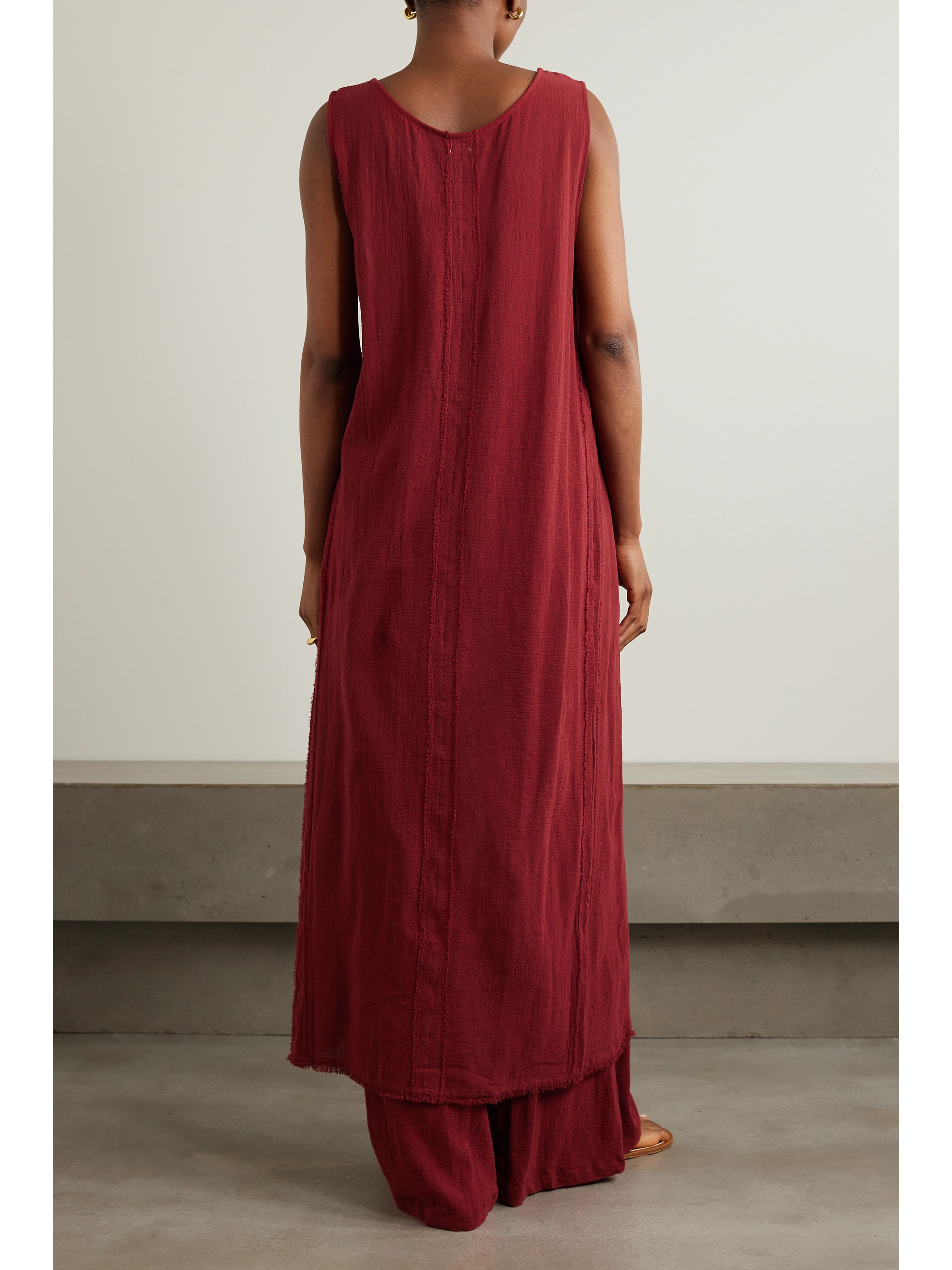 Caravana + NET SUSTAIN Mincha frayed cotton-gauze tunic