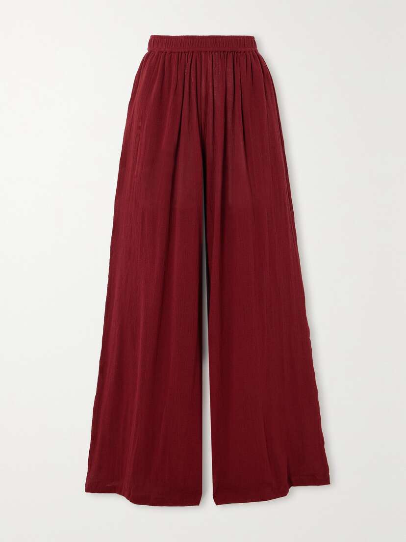Caravana + Net Sustain Nuxini Cotton-gauze Wide-leg Pants