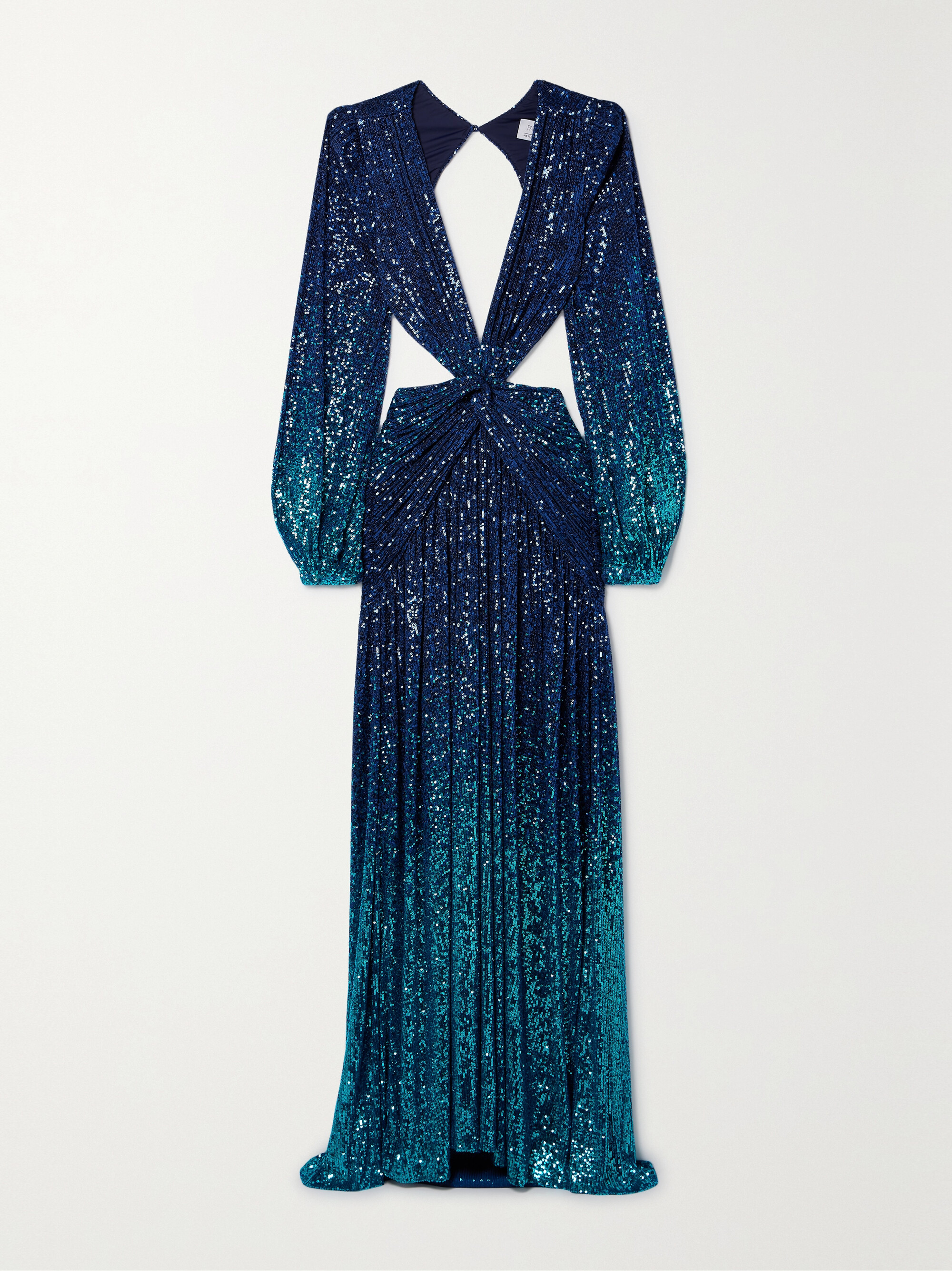 PatBO Cutout ombré sequined mesh gown