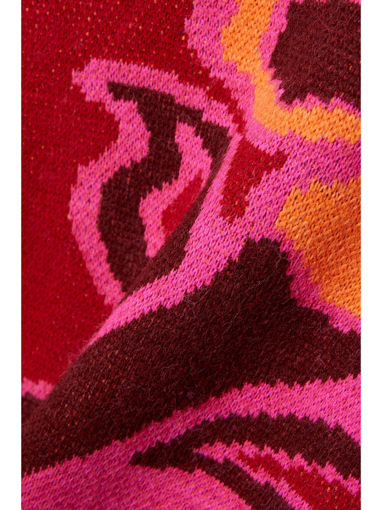 Farm Rio Floral Pattern Cutout Turtleneck Sweater In Pink