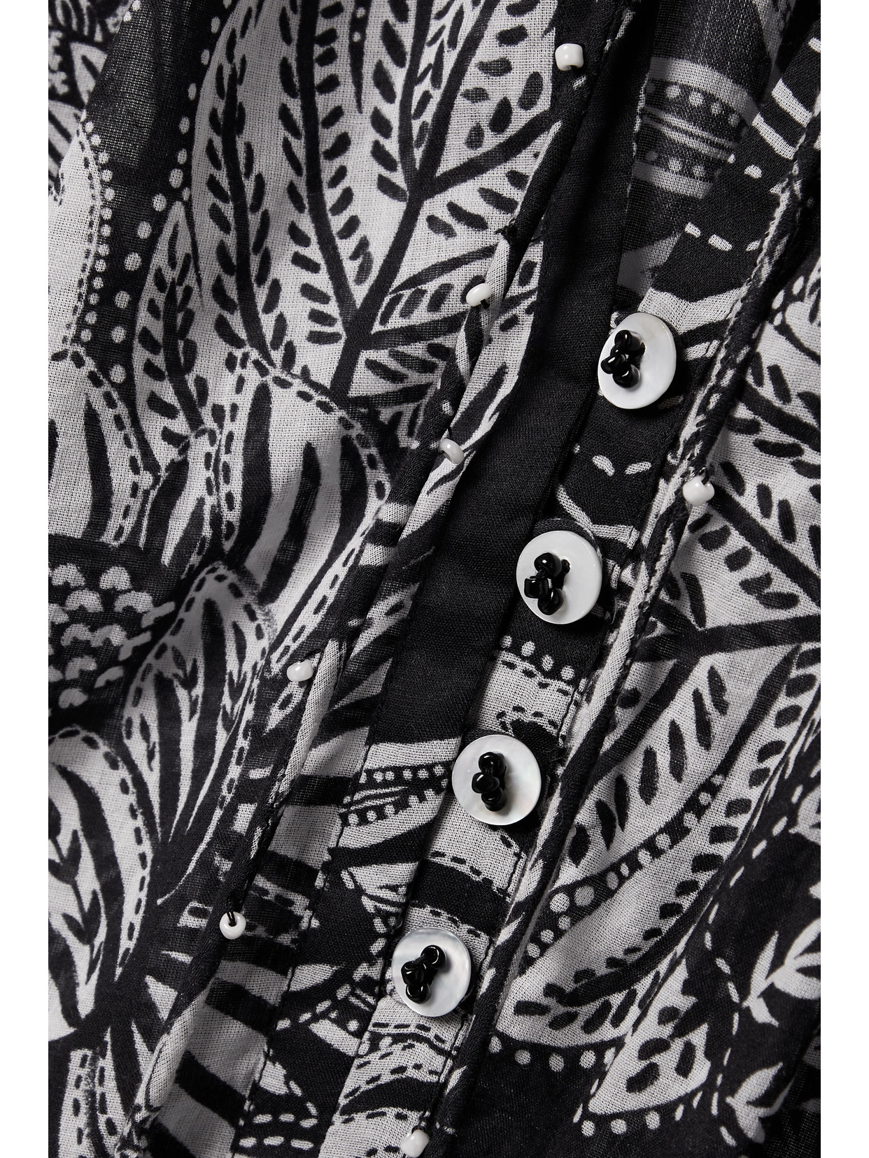 Farm Rio Paisley Bloom Cotton Trapeze Top In Black