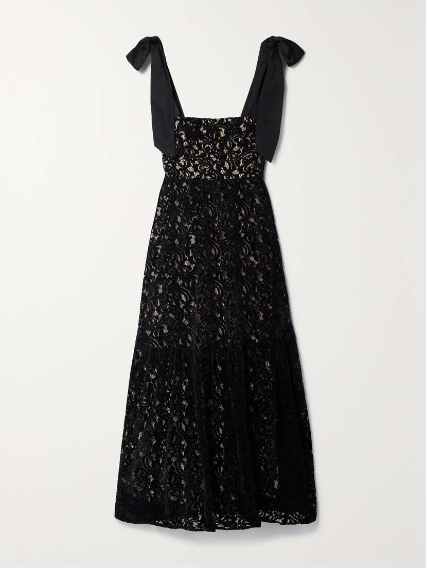 Farm Rio Satin-trimmed Velvet Guipure Lace Maxi Dress - x large
