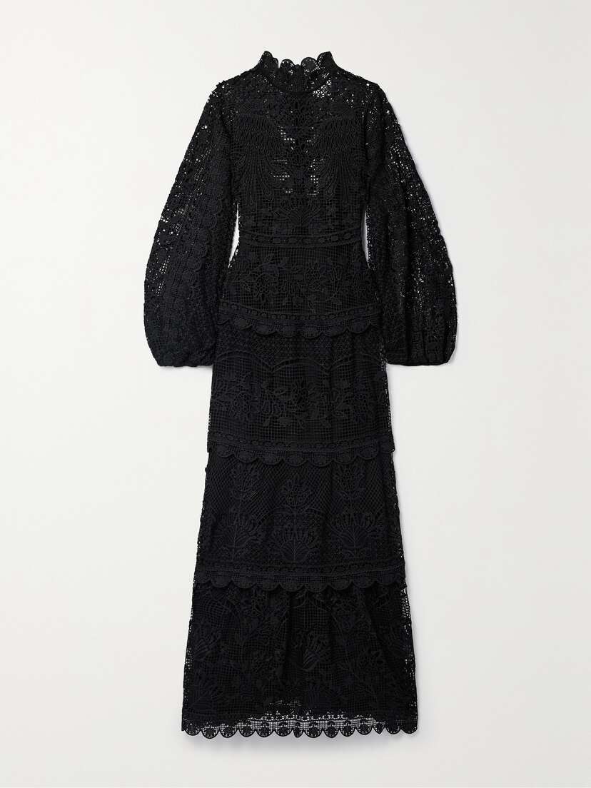 Farm Rio Tiered Guipure Lace Maxi Dress - x large