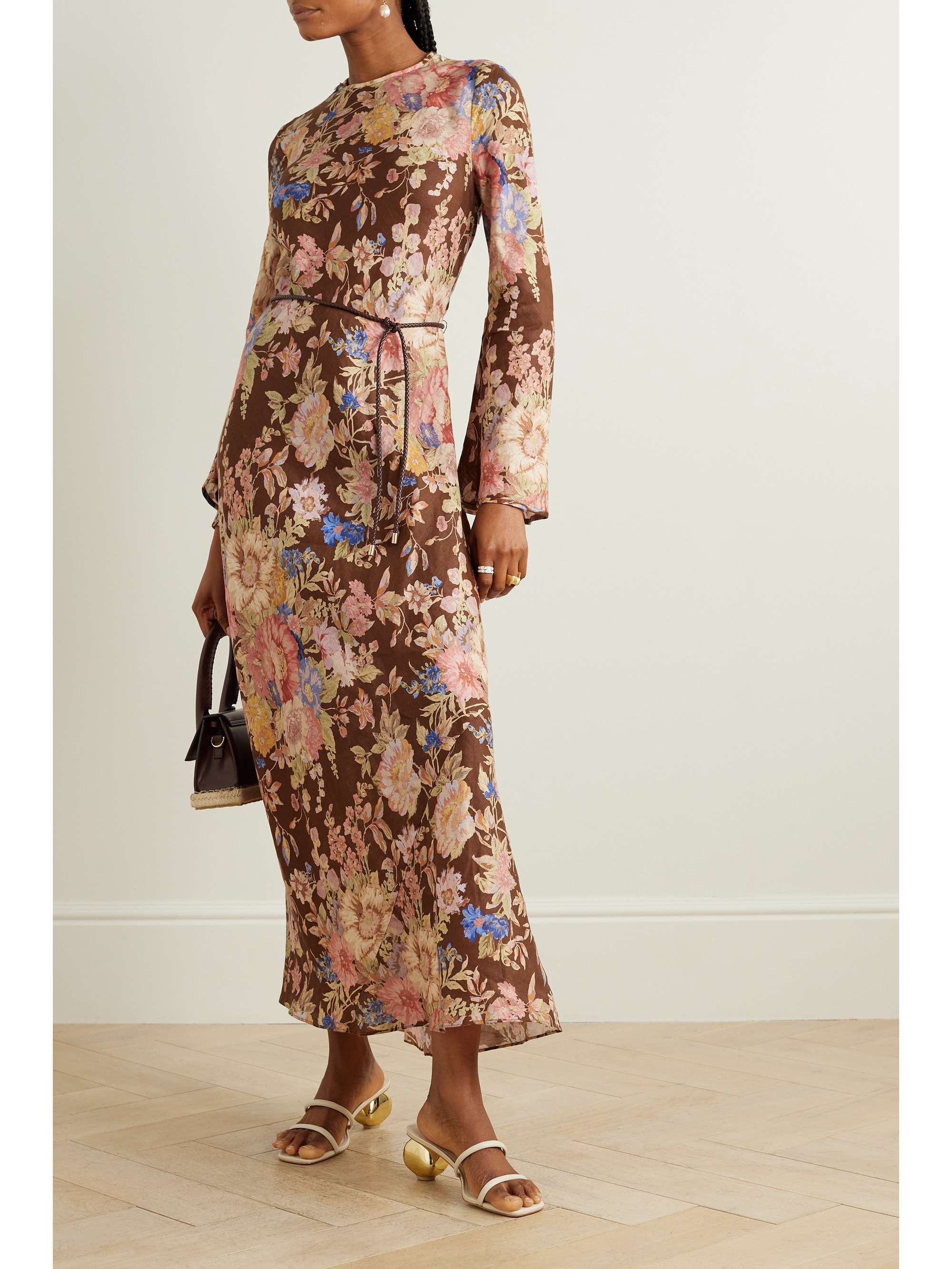 ZIMMERMANN + NET SUSTAIN August belted floral-print linen maxi dress ...