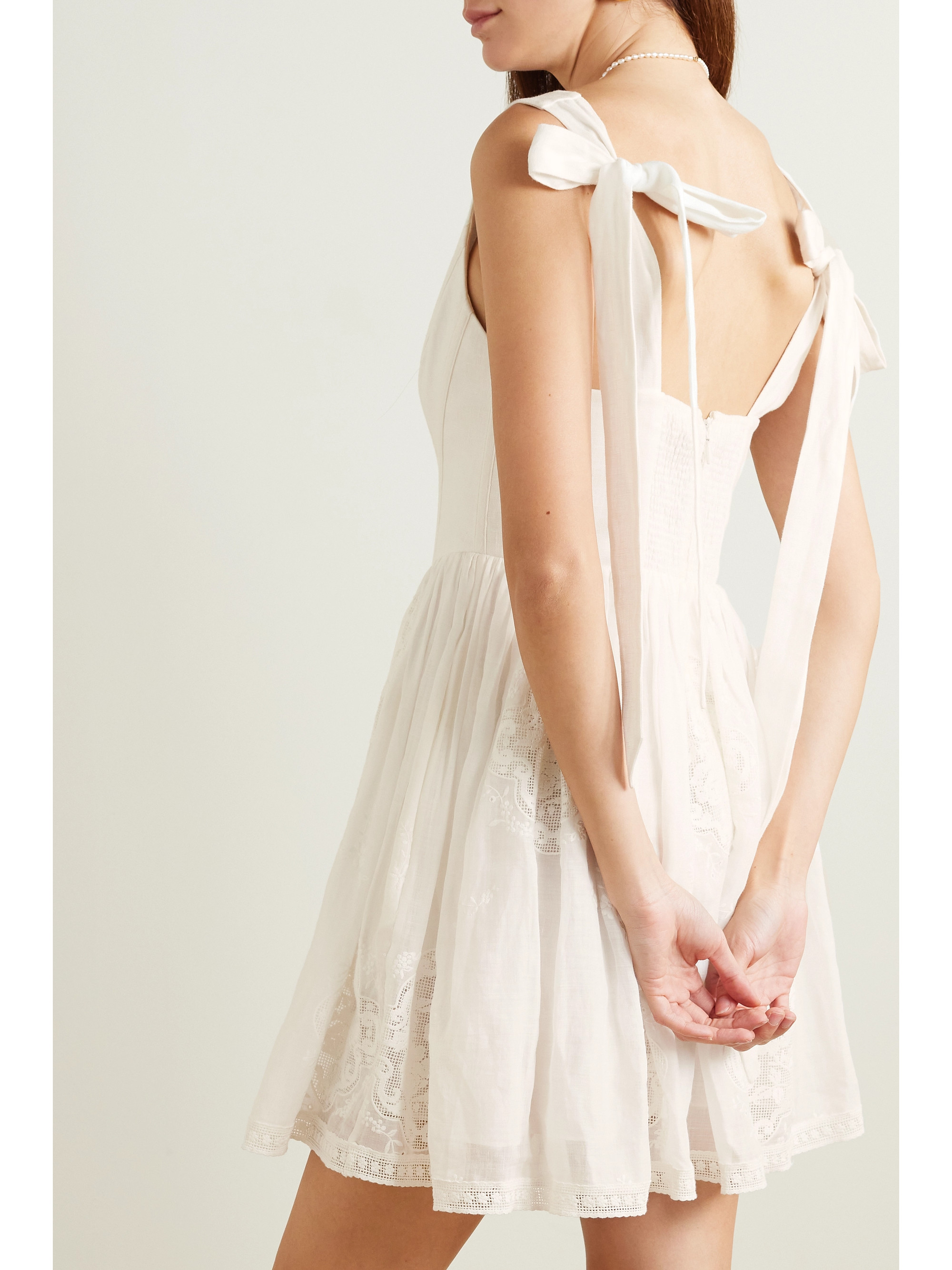 Zimmermann Alight lace-trimmed ramie bustier mini dress thumbnail