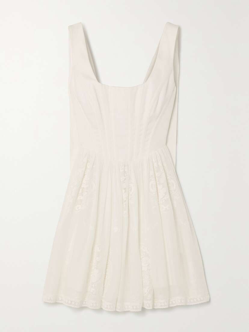 Zimmermann Alight Lace-trimmed Ramie Bustier Mini Dress