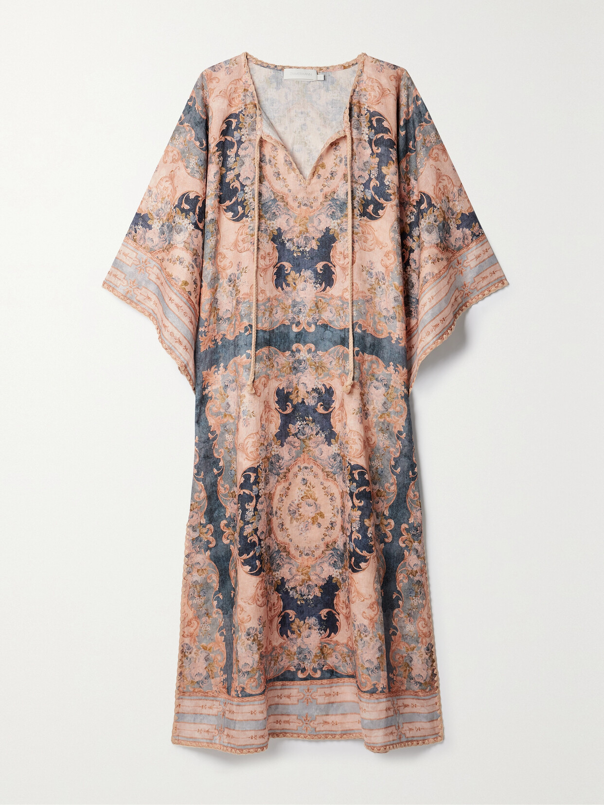 Zimmermann + Net Sustain August Oversized Printed Linen Kaftan - Blue