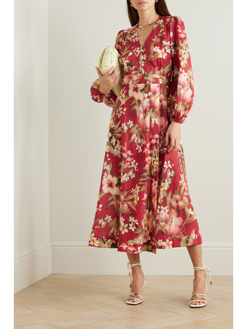 Zimmermann + NET SUSTAIN Lexi floral-print linen midi wrap dress