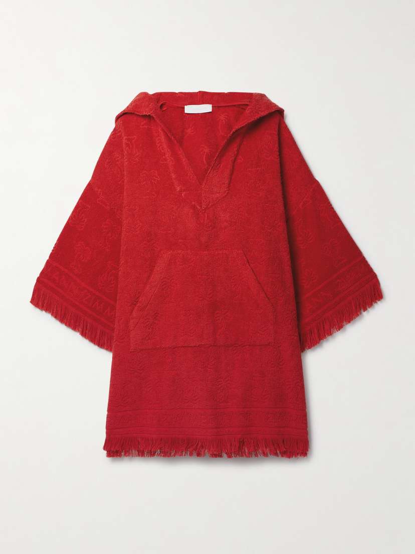 Zimmermann Junie Fringed Cotton-terry Jacquard Coverup