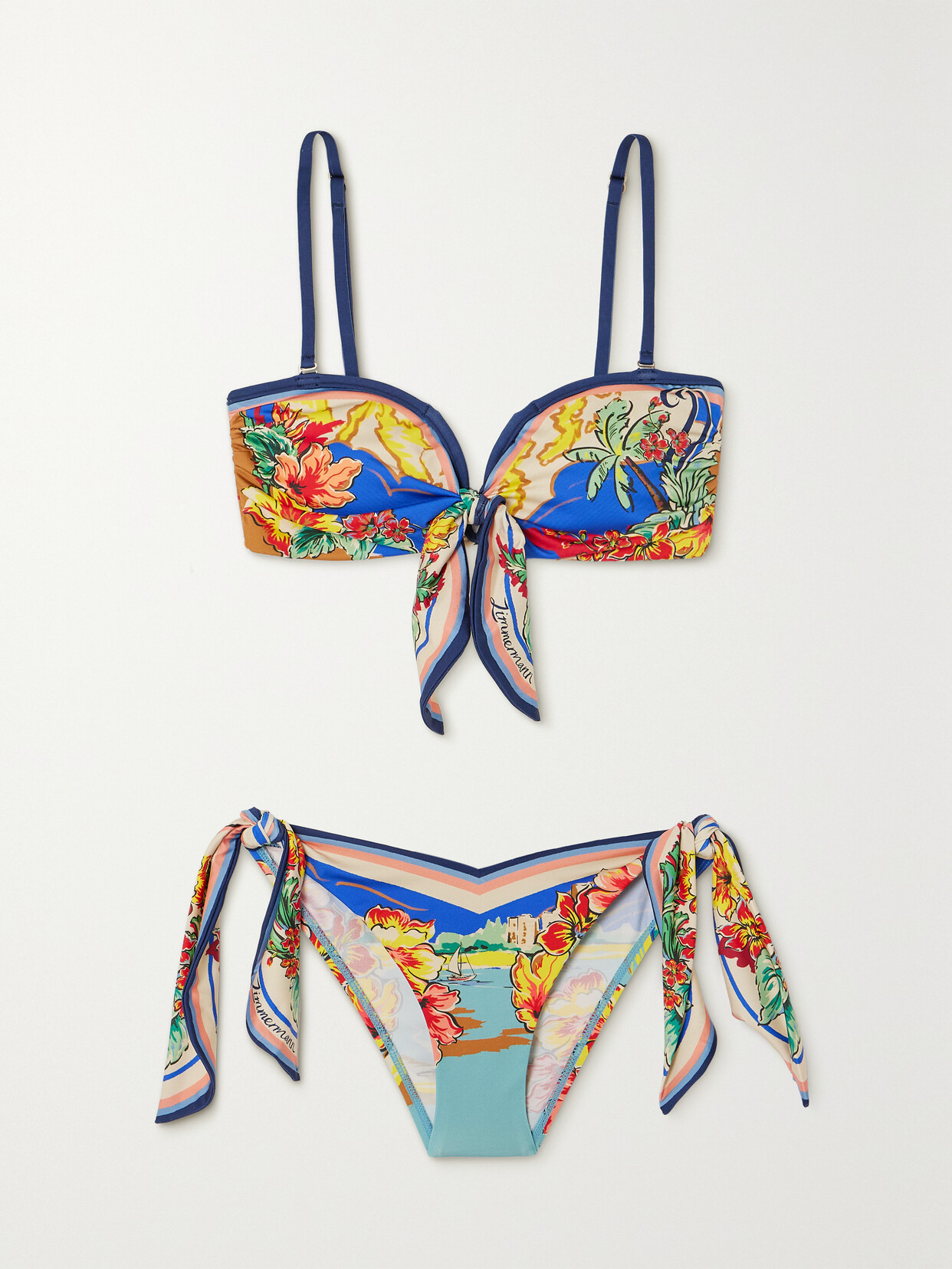 Zimmermann Alight Tie-detailed Printed Bikini - Blue