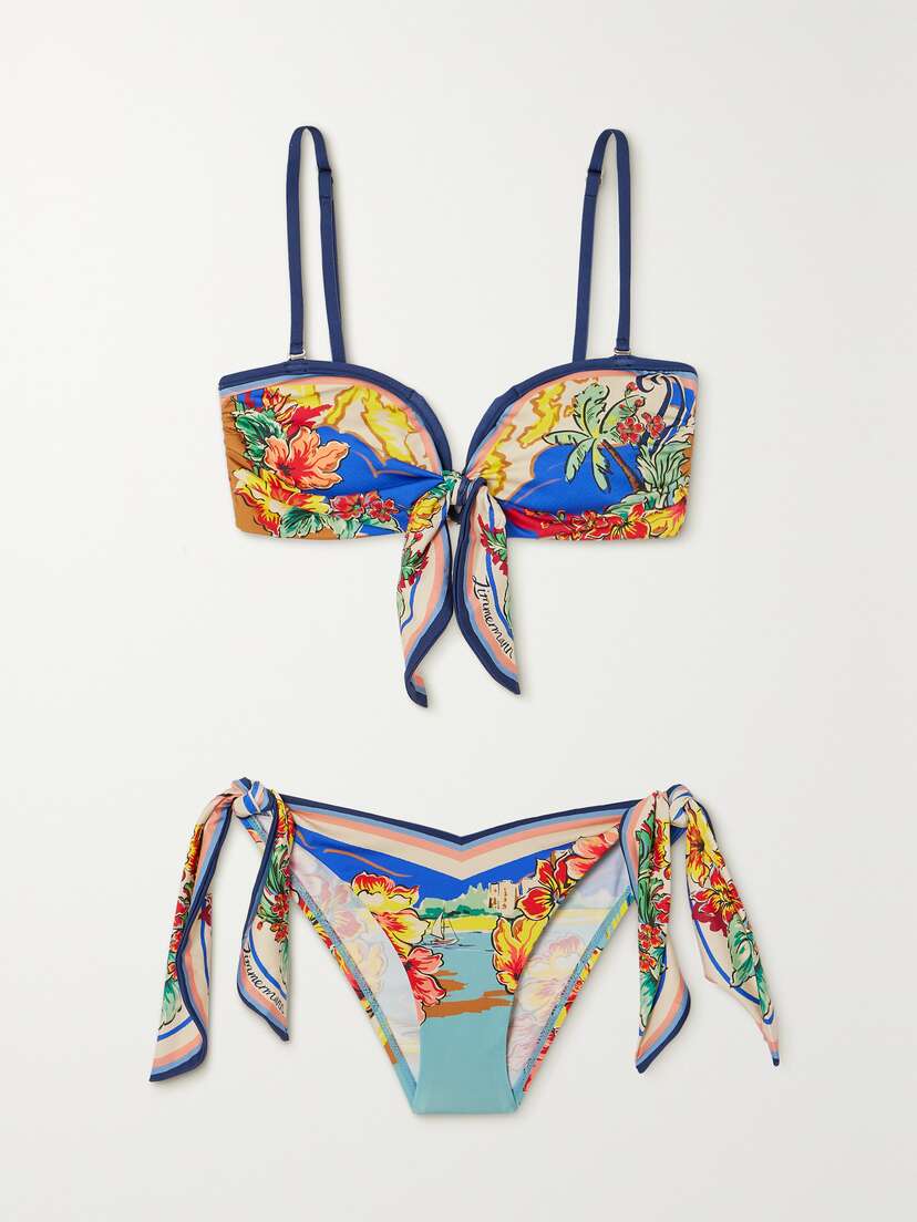 Zimmermann Alight Tie-detailed Printed Bikini