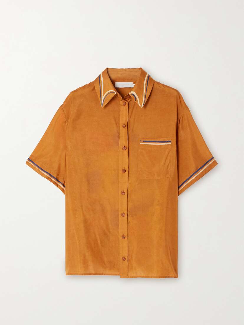 Zimmermann + Net Sustain Alight Printed Organic Silk-satin Shirt