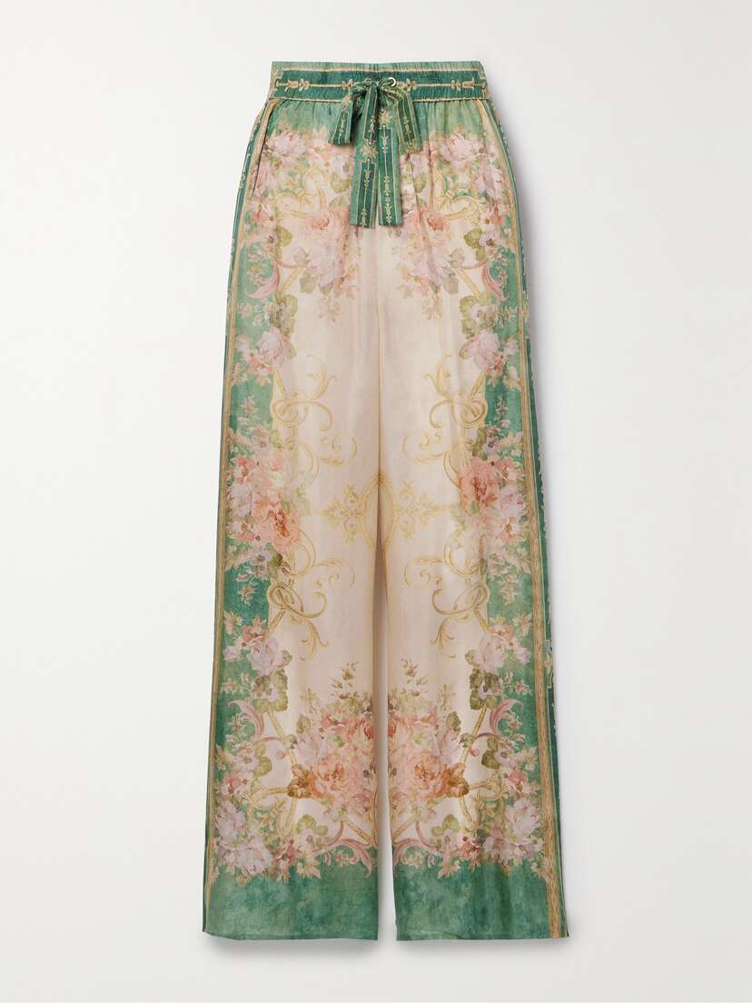 Zimmermann + Net Sustain August Printed Silk Wide-leg Pants