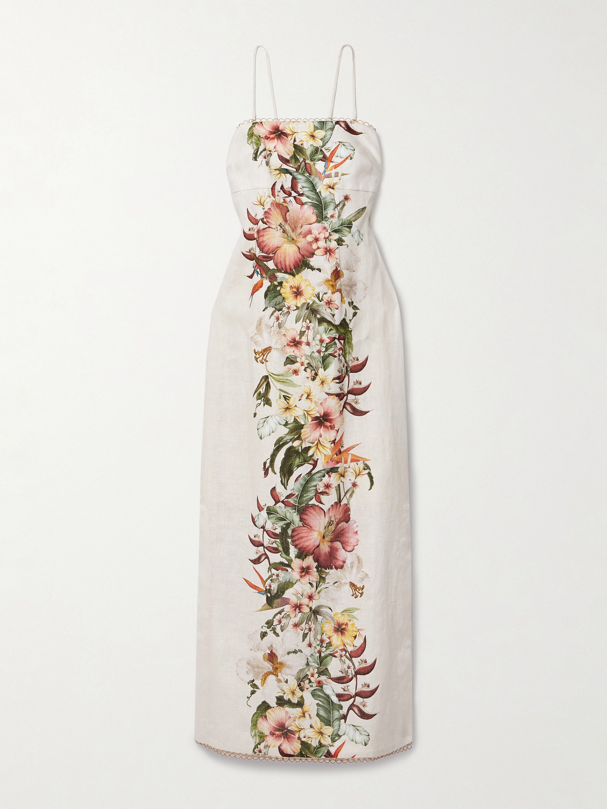 Shop Zimmermann + Net Sustain Lexi Tie-detailed Cutout Floral-print Linen Maxi Dress In Multi