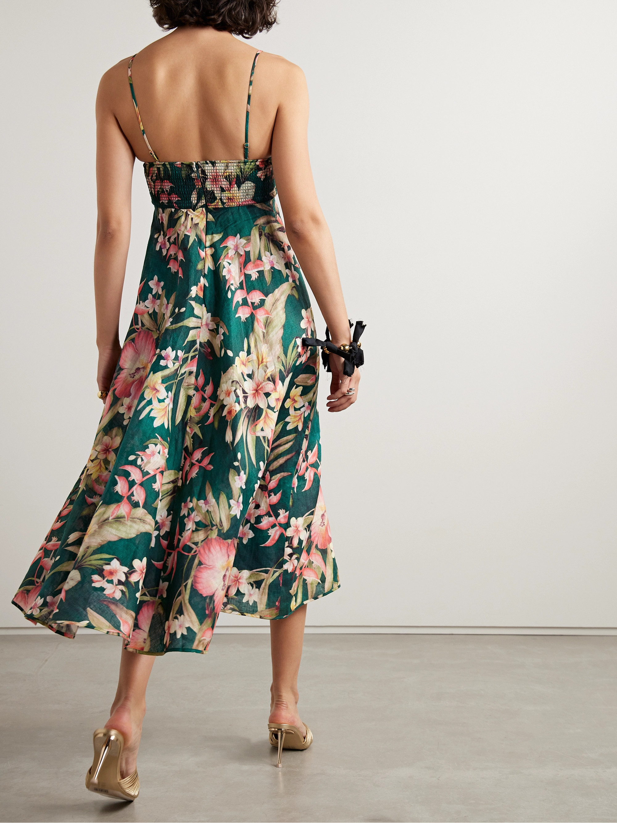 Zimmermann Lexi strapless floral-print linen midi dress