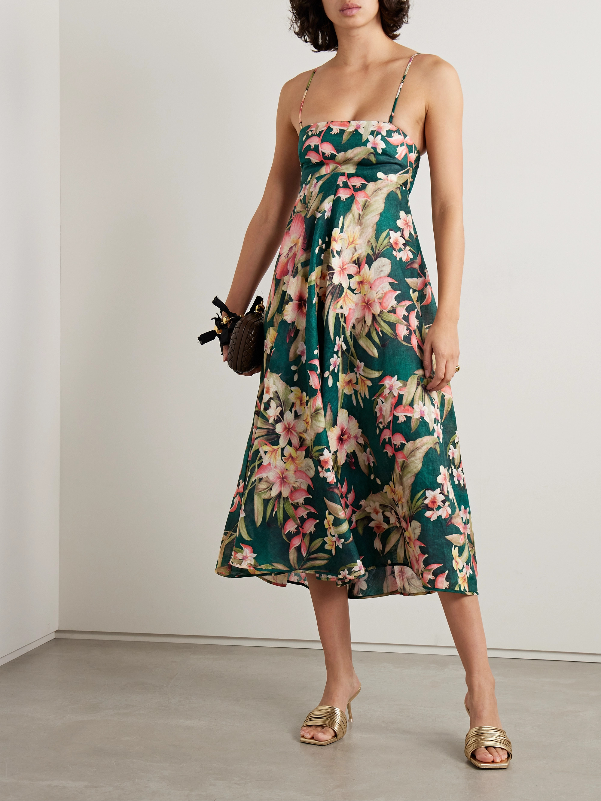 Zimmermann Lexi strapless floral-print linen midi dress