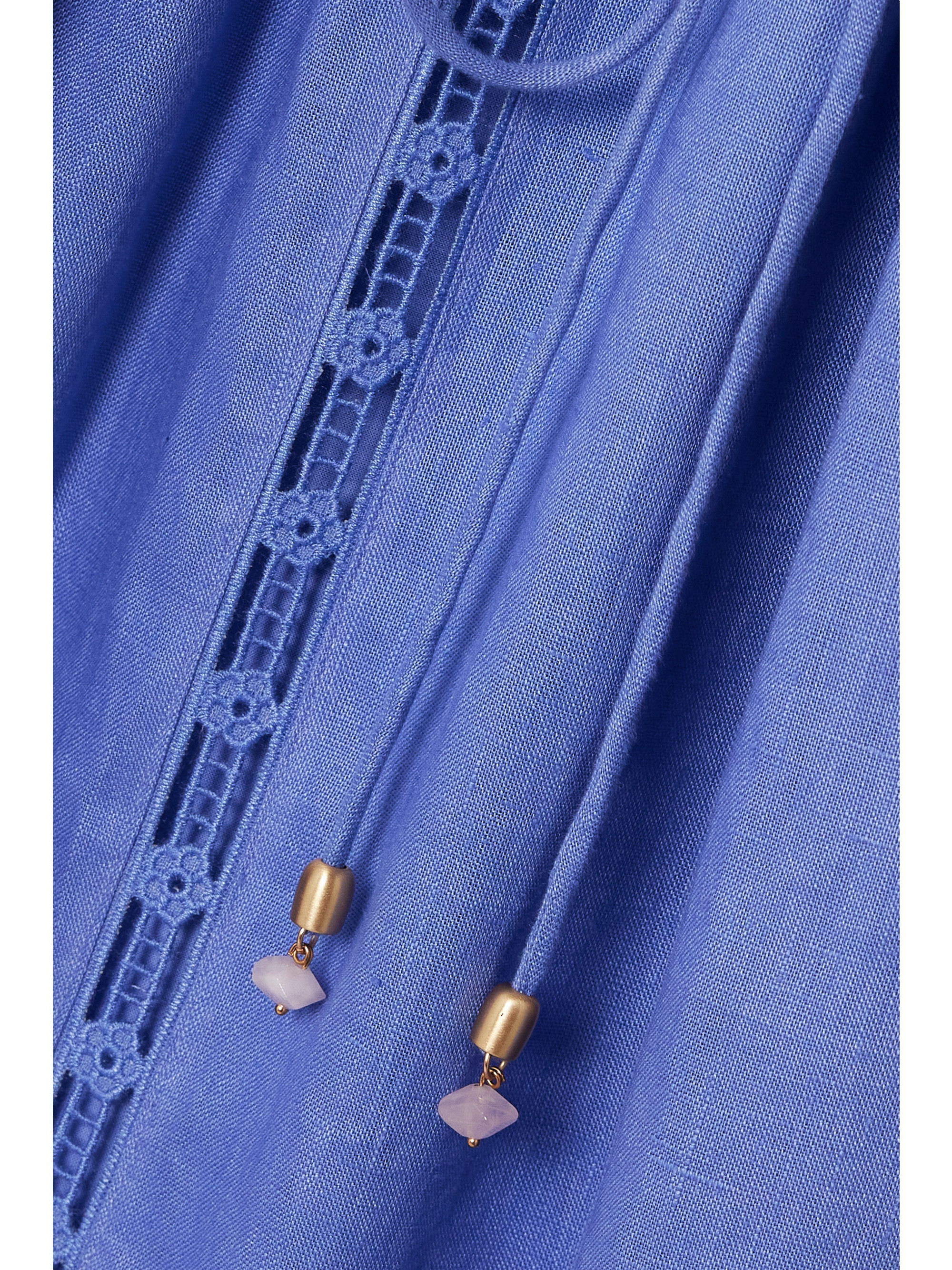 Zimmermann + NET SUSTAIN August belted broderie anglaise-trimmed linen midi dress