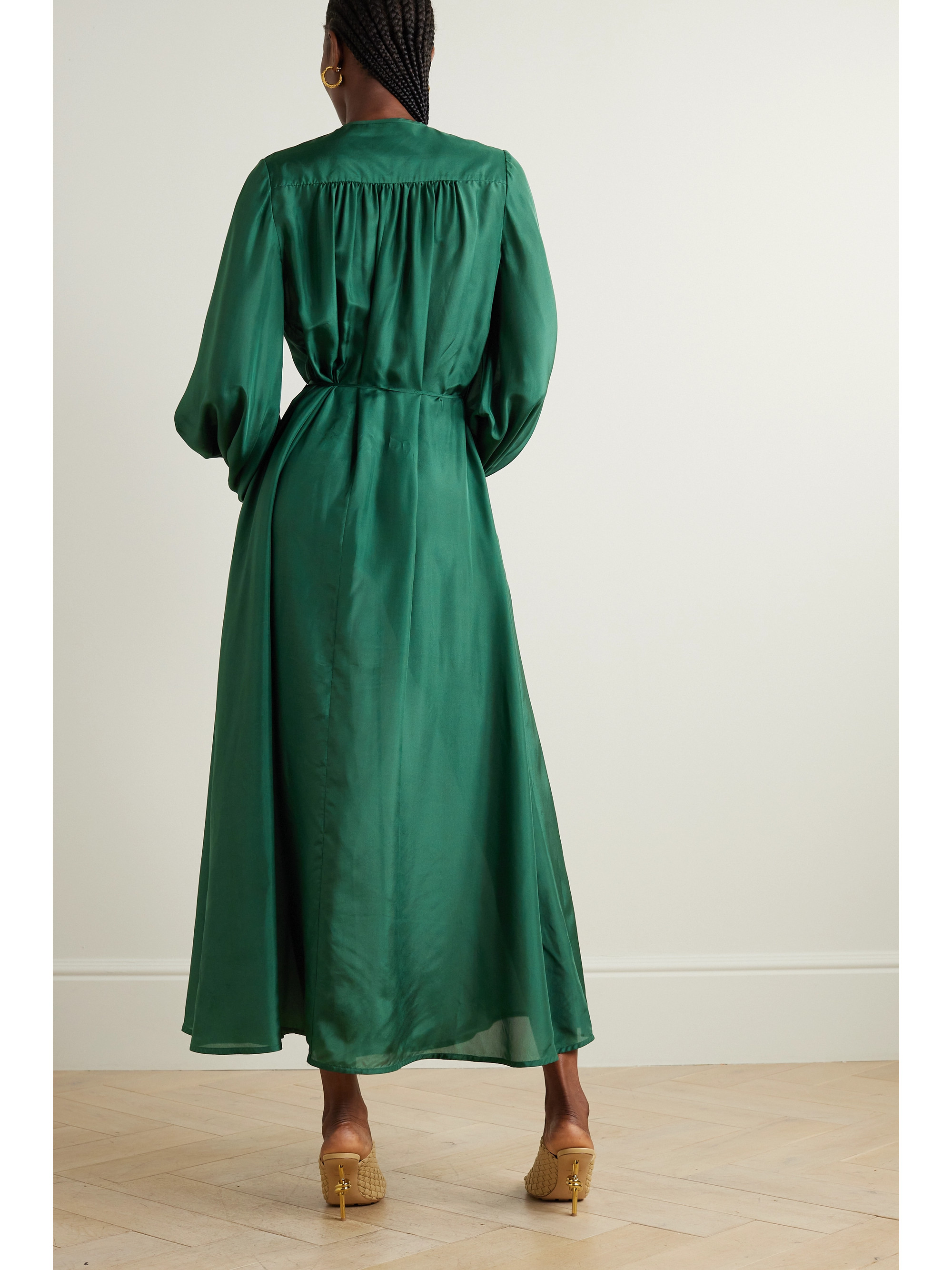 Zimmermann + NET SUSTAIN Junie Billow belted organic silk midi dress thumbnail