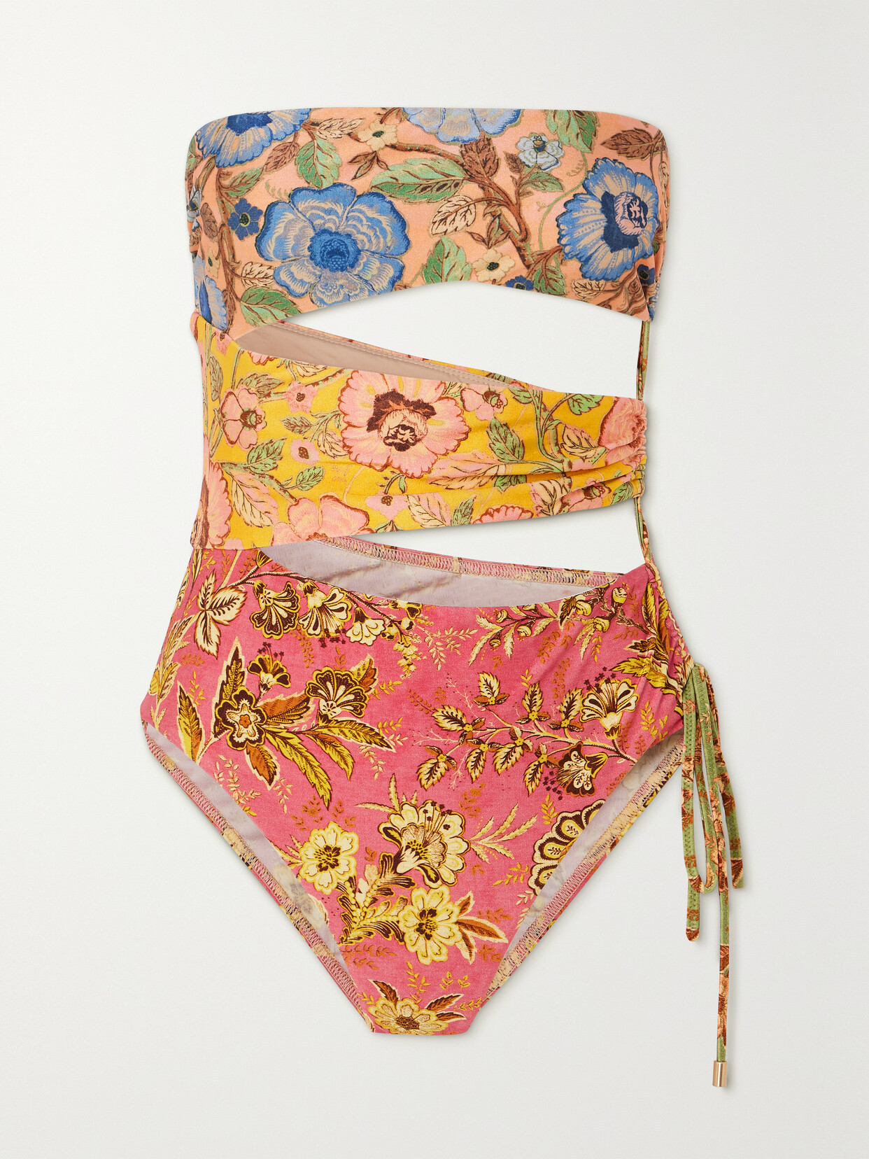 Zimmermann Junie Strapless Cutout Floral-print Swimsuit - Orange