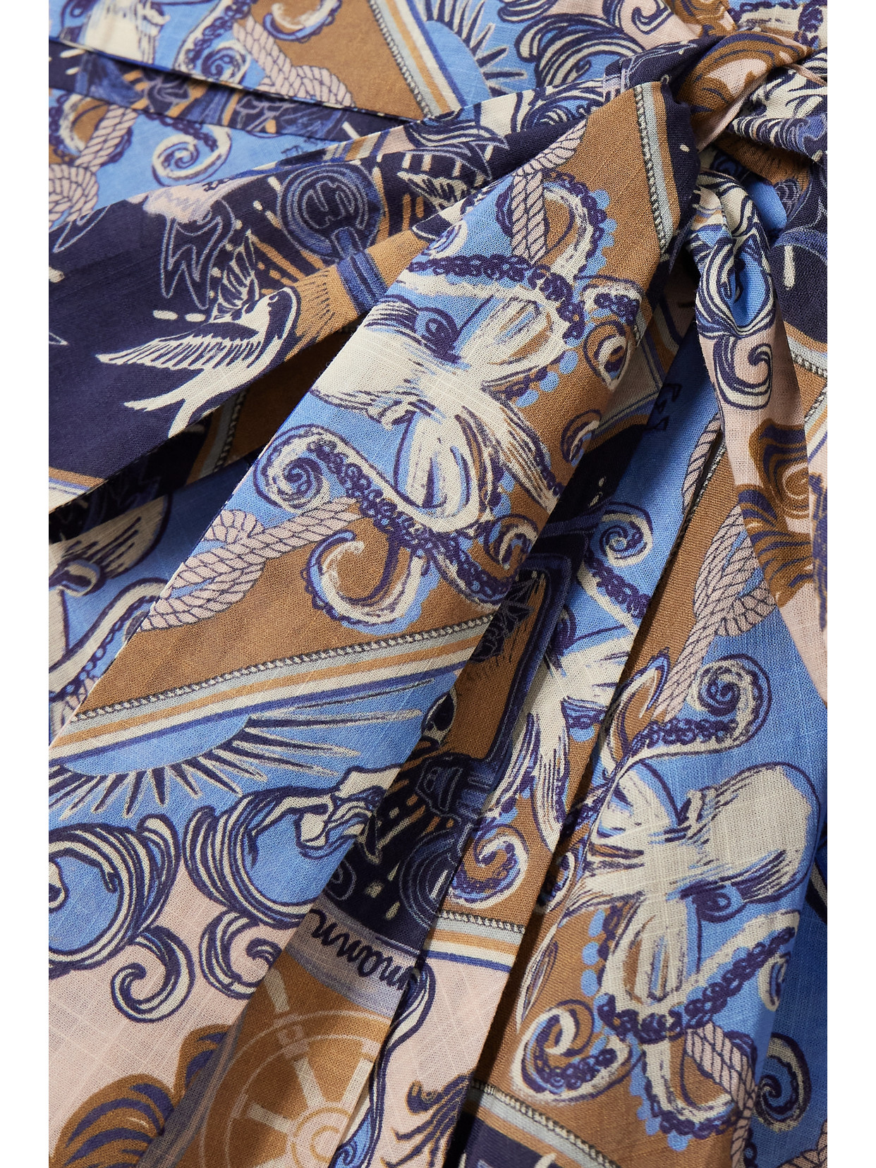 Zimmermann Alight Belted Printed Cotton Midi Wrap Dress In Multicolor