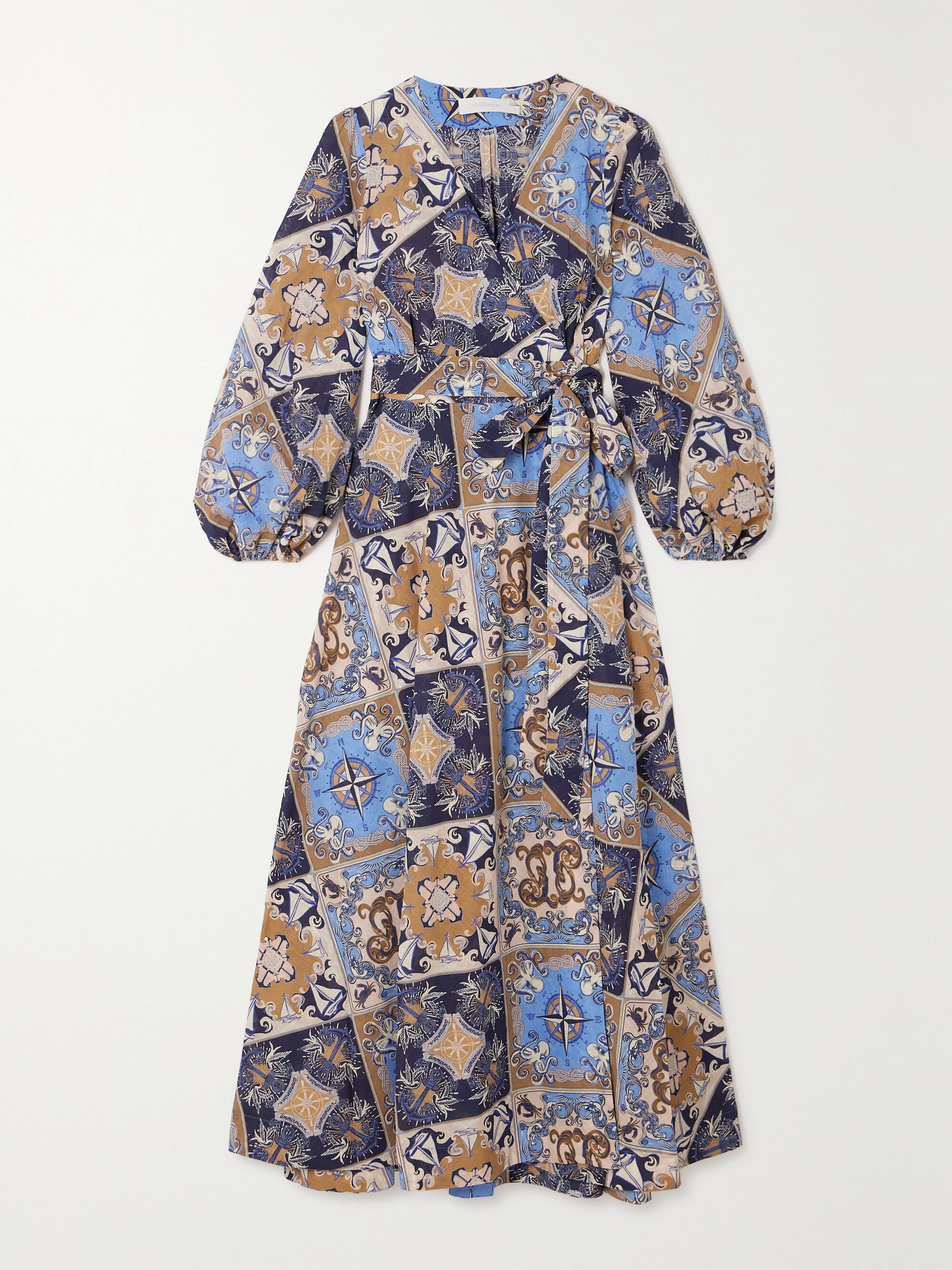 Zimmermann Alight belted printed cotton midi wrap dress