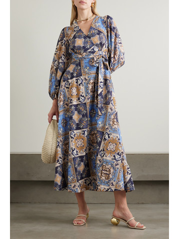 Zimmermann Alight belted printed cotton midi wrap dress