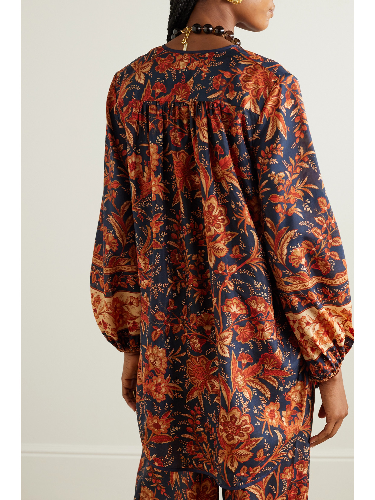+ Net Sustain Junie Tie-Detailed Floral-Print Organic Blouse