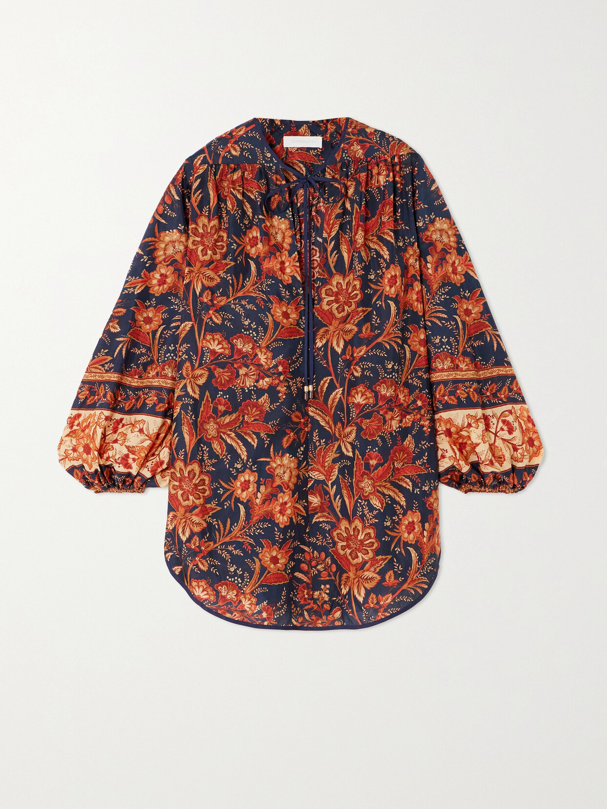 Zimmermann - + Net Sustain Junie Tie-detailed Floral-print Organic Silk Blouse - Blue