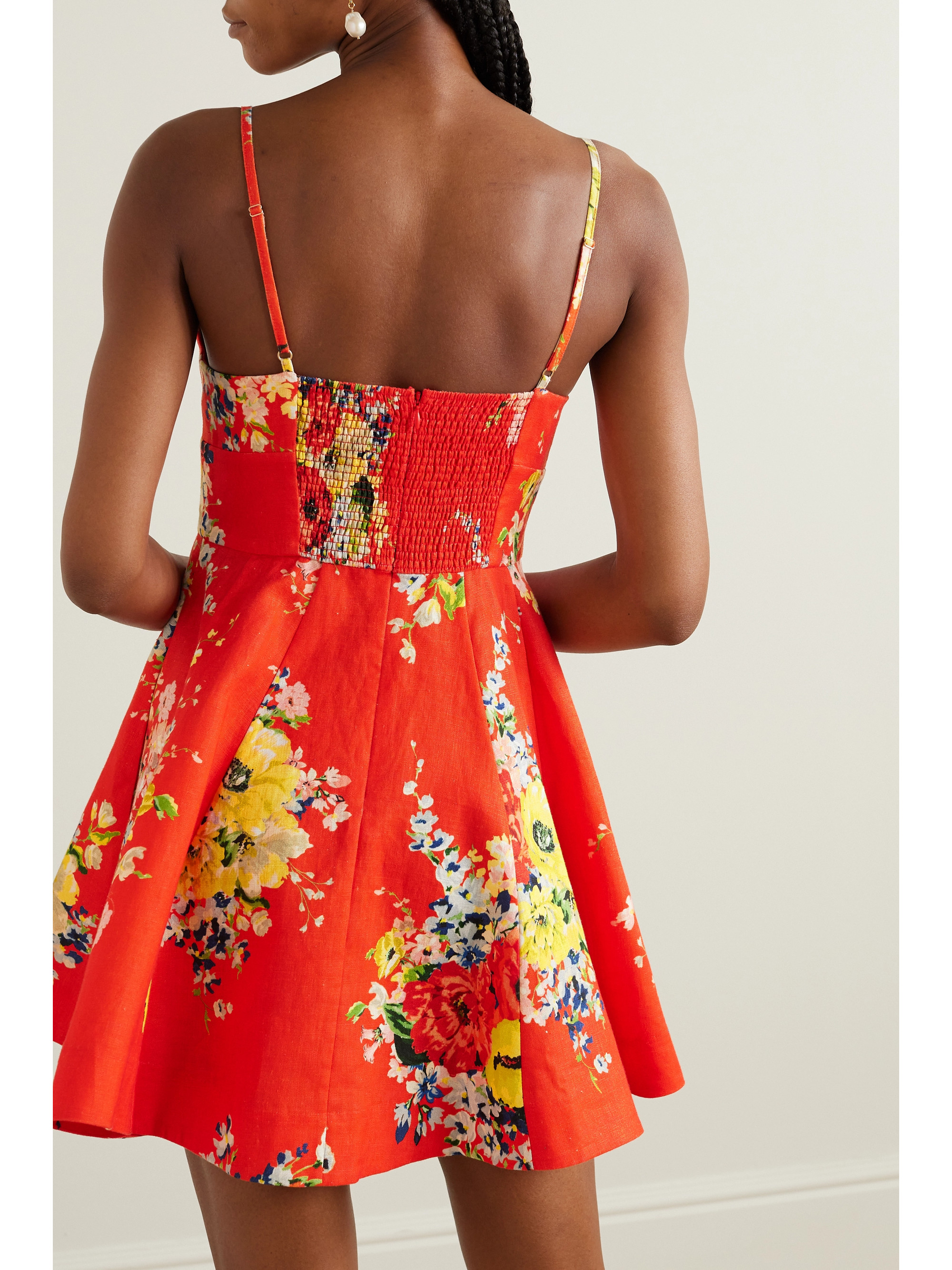 Zimmermann Alight shirred floral-print linen mini dress thumbnail