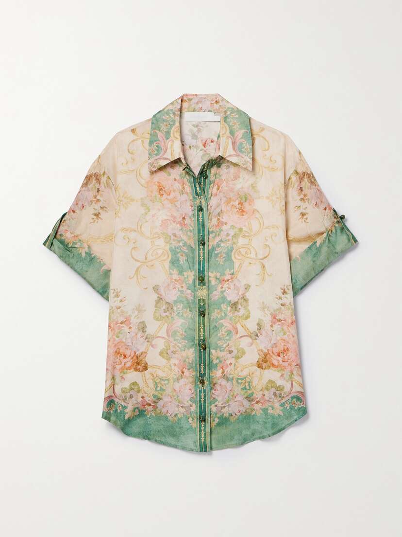 Zimmermann + Net Sustain August Floral-print Organic Silk Blouse