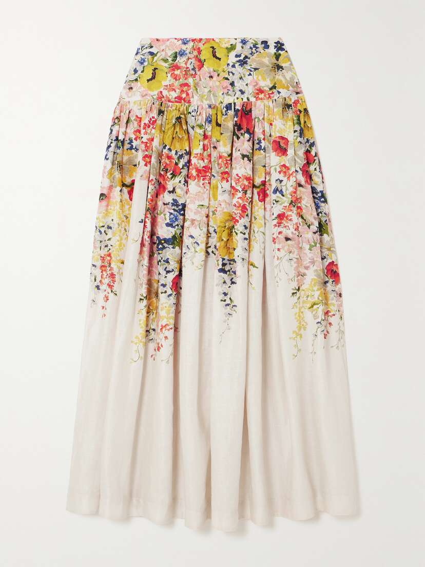 Zimmermann + Net Sustain Alight Floral-print Linen Skirt
