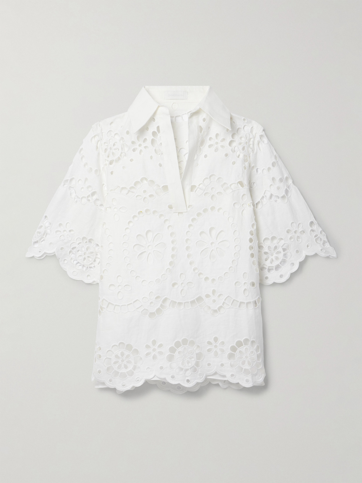 Zimmermann Lexi Broderie Anglaise Linen Top In White