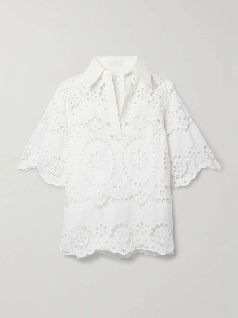 Zimmermann Lexi Broderie Anglaise Linen Top