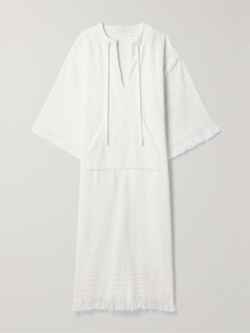Zimmermann Alight Fringed Cotton-terry Jacquard Coverup