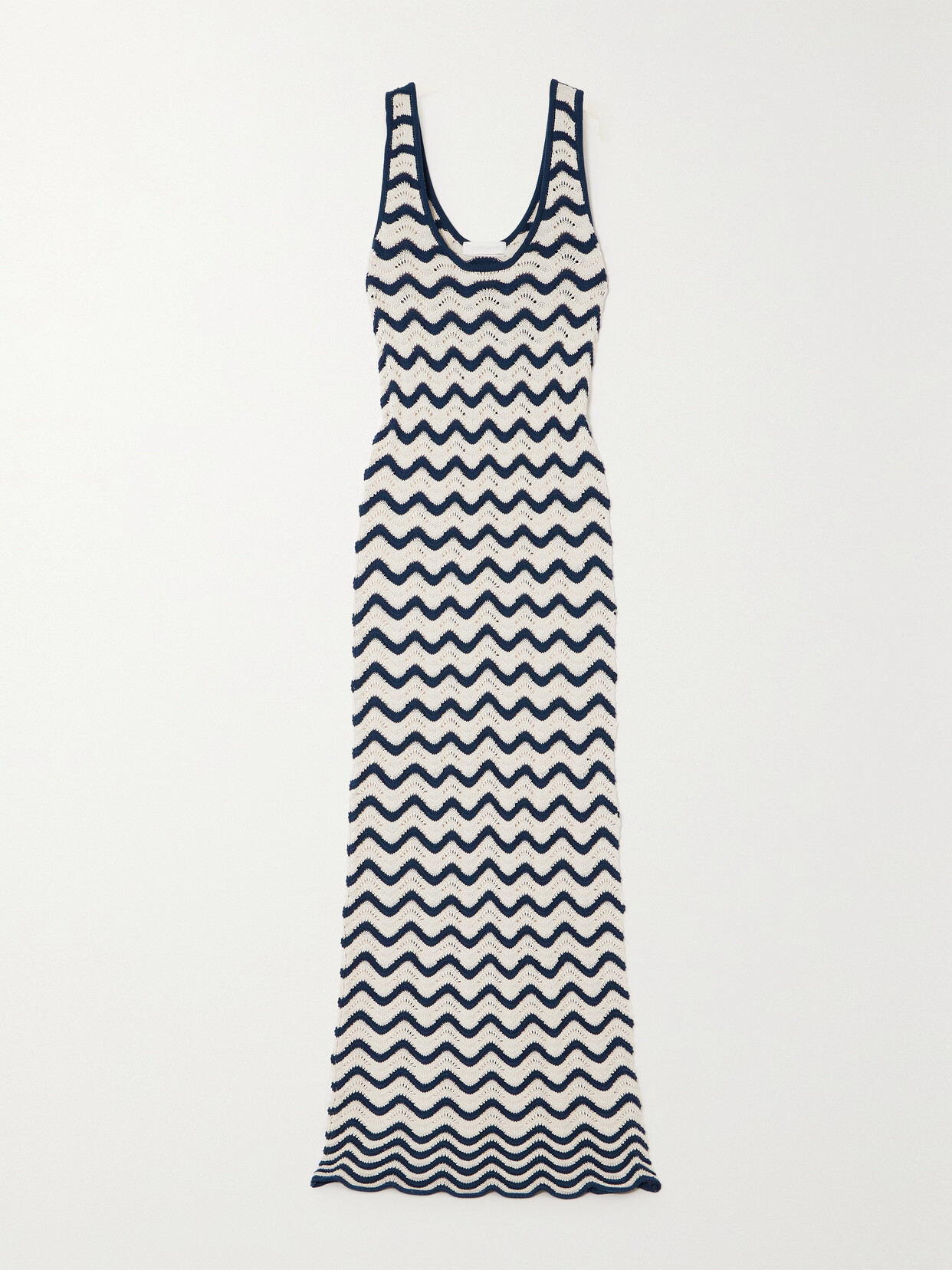 Zimmermann - Junie Striped Crocheted Linen Maxi Dress - Blue