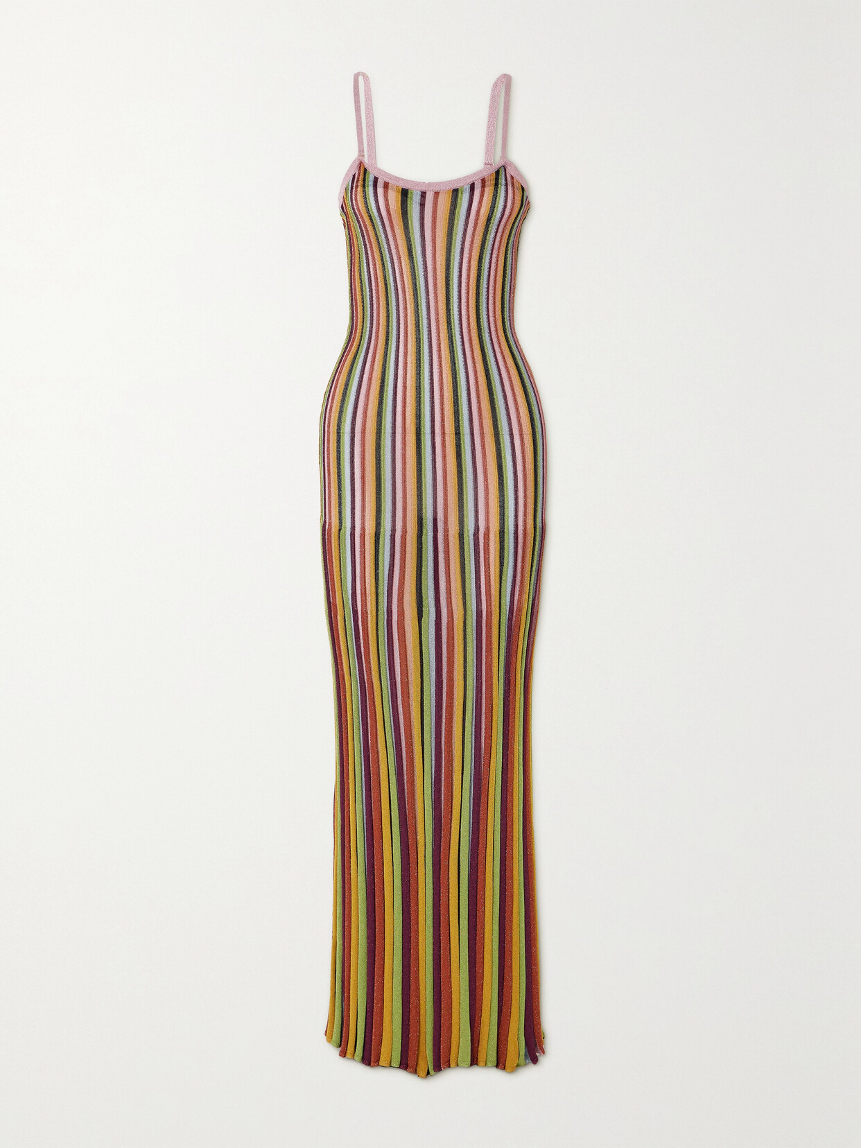 Zimmermann Alight Striped Metallic Ribbed-knit Maxi Dress In Unknown