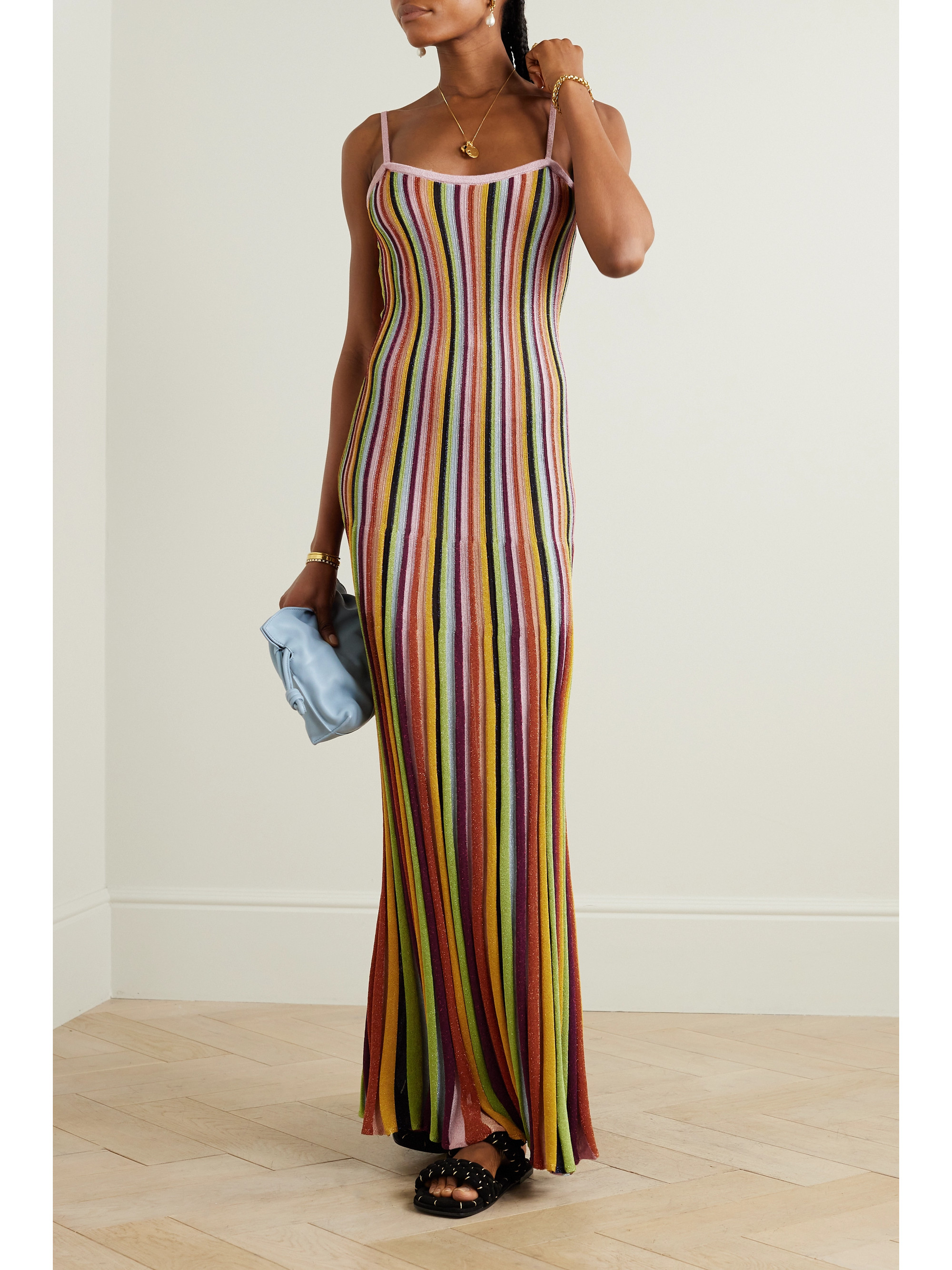 Zimmermann Alight striped metallic ribbed-knit maxi dress