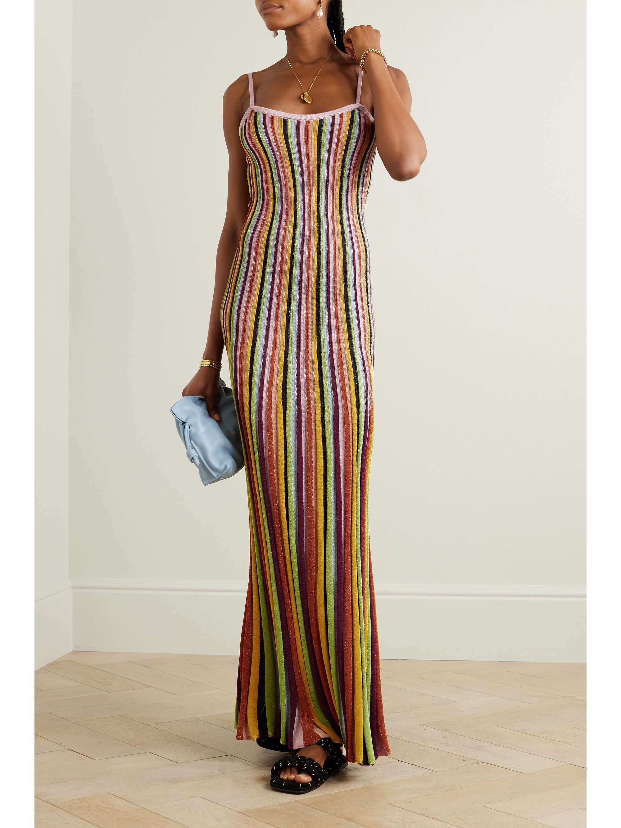 ZIMMERMANN Alight striped metallic ribbed-knit maxi dress | NET-A-PORTER